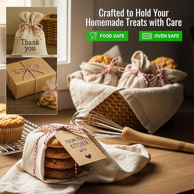 Organic Red and White Twine – 500 Feet Strong Cotton String for Gift Wrapping, Baking, Crafts, Butchering, Holiday Décor, DIY Projects, Packaging & Pastry Boxes