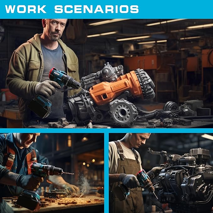 Cordless Drill, 1/2 inch Chuck Impact Drill/Driver, Brushless Motor 150Nm MAX Torque, 2 Variable Speed 2150RPM, Compatible with MAKITA 18V Batteries (NO BATTERY)
