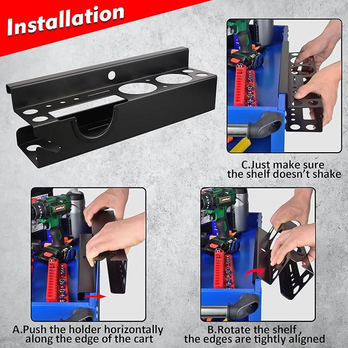 MUTUACTOR Power Tool Organizer,Heavy Duty Drill Driver Angle Grinder Holder,Quick Access Impact Drill Holder Tool Rack Utility for Rolling Tools Chest Utility Storage Carts