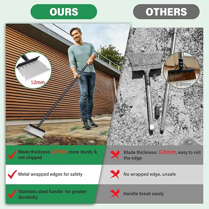 Pragmatist Garden Shovel, Ice Scraper, Multifunctional Cleaning Shovel with 59" Adjustable Handle Heavy Duty Garden Tool for Lawn Edging, Scraping, Weed and Ice Removal