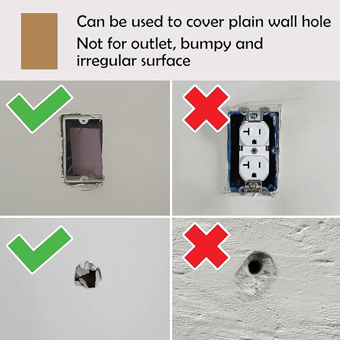 Rubber Bond Self-Adhesive Rubber Wall Outlet Cover Plate 5 Pack - Easy to Apply Peel & Stick Drywall Hole Patch - 5x3 Inch Screwless Blank Wall Plate Cover - Premium Rubber Wall Hole Cover (Brown)