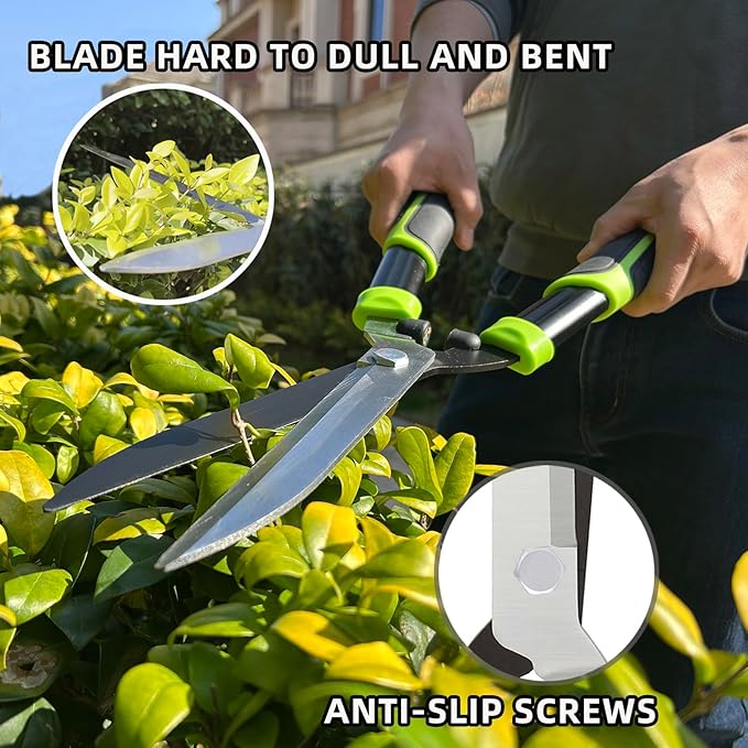Hedge Clippers, Hedge Shears for Trimming Borders, Hedge Trimmer with Low-Friction Sharp Enough Blade, Garden Shears Gardening Tools with Soft Rubber Grip Bush Cutters Effortless Pruning 19 Inch