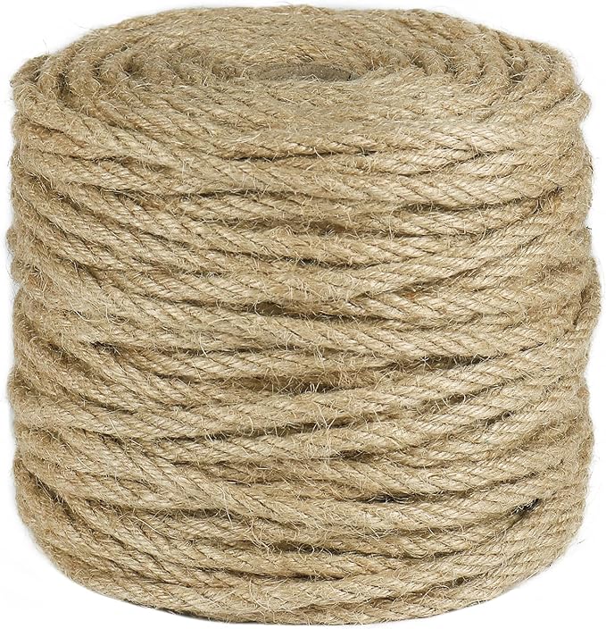 Tenn Well 5mm Jute Rope, 164 Feet 4Ply Twisted Thick Twine Rope for Gardening, Crafting, Recycling, Cat Scratching Post, Farmhouse Decor, Macrame Projects