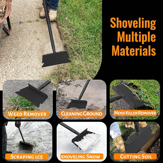 Garden Flat Shovel Scraper, Multifunctional Garden Cleaning Shovel with 59 Inch Long Handle, Heavy Duty Outdoor Floor Scraper for Weed Cleaning,Trenching,Edging and Removing Snow,Ice,Weeds,Dirty,Moss