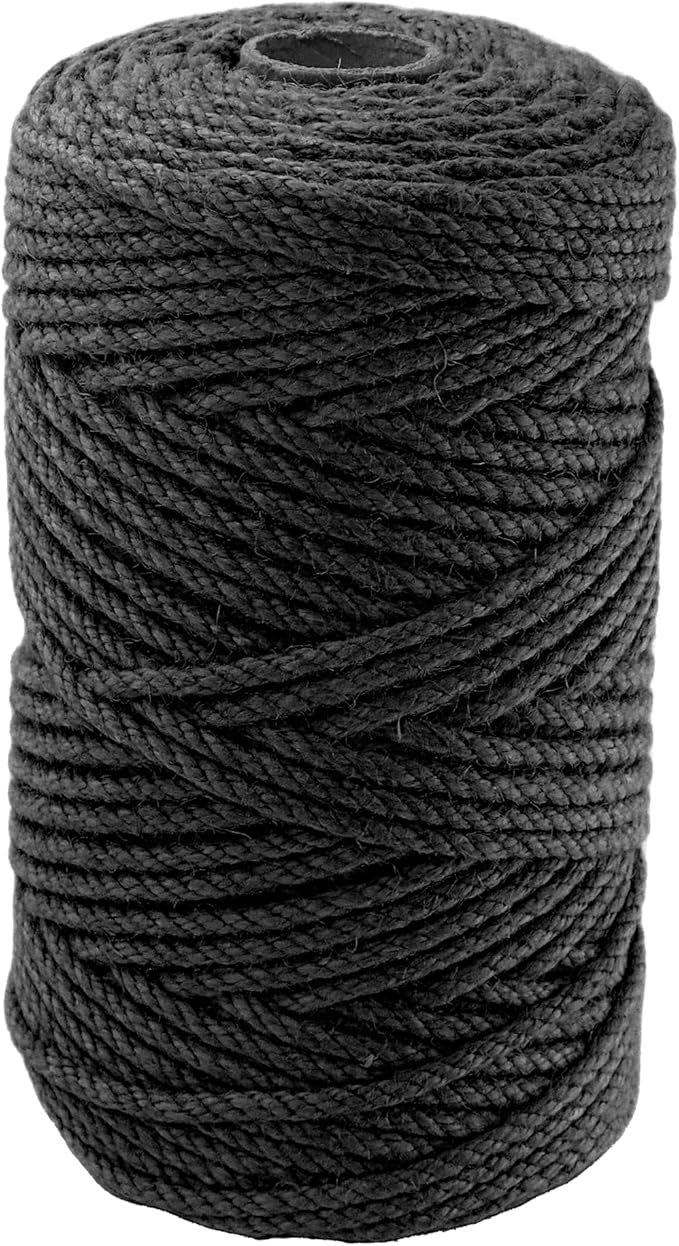 4mm x 200 Feet Black Jute Rope, Twine for Gardening Tomato Climbing Plant Tie Floristry Crafts Gift Wrapping Packing Decor