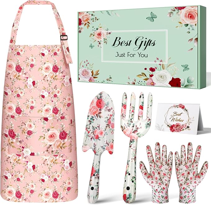 Christmas Stocking Stuffers White Elephant Gifts for Women Adults, Futricy 40th 50th 60th 70th Birthday Gardening Gifts for Mom Grandma Gardener Wife, Garden Tools with Hand Fork Trowel Gloves Apron