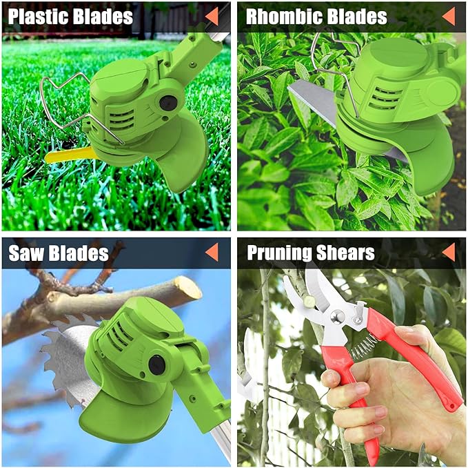 Electric Weed Wacker Eater Battery Powered, Cordless 21V Weed Trimmer with 2 Battery Operated & Charger & Wheels & Shears, 3 in 1 Lightweight Grass Trimmer/Edger/Brush Cutter for Garden Yard Lawn