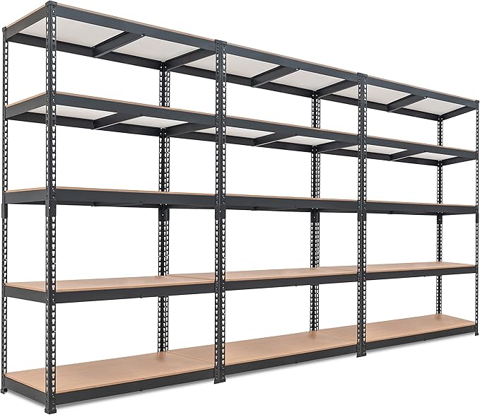 HOMEDANT 5-Tier Laminated Boltless Heavy Duty Metal Shelving Unit Adjustable Garage Storage Utility Rack Shelves Organization Multipurpose Shelf Warehouse Industrial 39.8" W x 18.2" D x 71.3" H 3Pack
