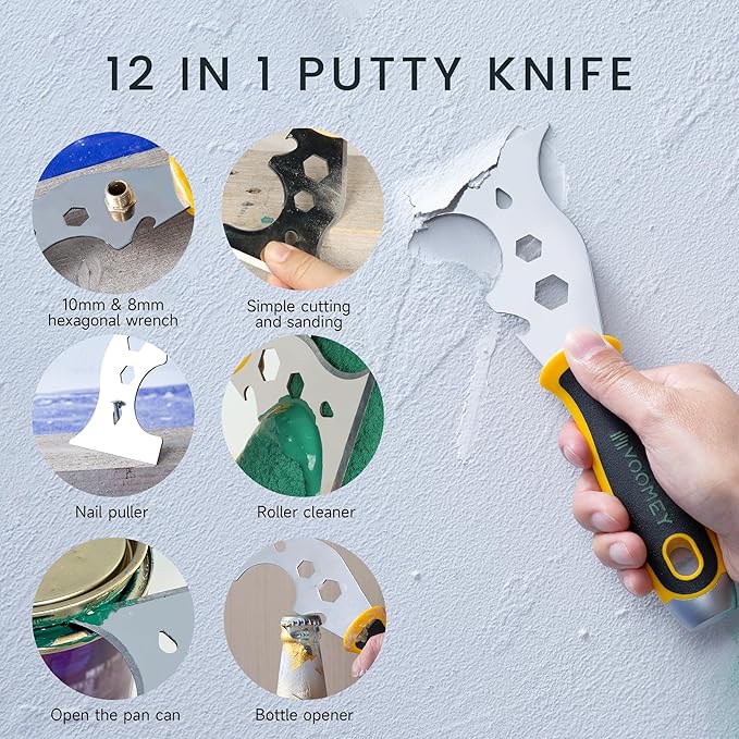 Voomey Putty Knife Scraper,Putty Knife Set, Metal Putty Knife 3 Pack, Paint Scraper Tool for Removing Wallpaper, Repairing Drywall, Scraping, Repairing, Plastering, and Other Painting Projects