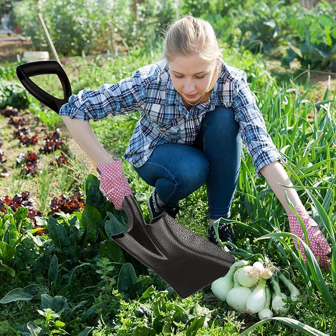 HARFINGTON Digging Shovel 33.5 x 6.7 Stainless Steel Round Spade Shovel with Wooden Handle for Camping Gardening Beach