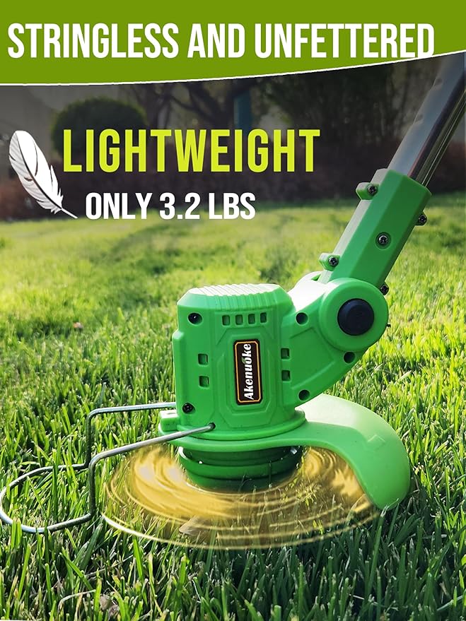 Electric Weed Wacker Cordless: 21V Weed Eaters Battery Powered with 2 Batteries & Charger, Stringless Metal Blade Weed Trimmer 3 in 1 Grass Trimmer/Edger/Brush Cutter for Lawn Yard Garden