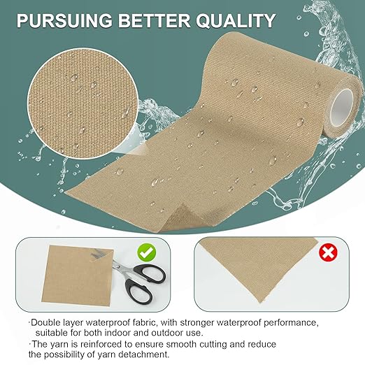 Canvas Repair Tape, 4×63 Inches Black Waterproof Self-Adhesive Patch for Outdoor Gear, Durable and Weatherproof Fabric Tape for Boat Covers, Couch, Tents, Sofas, Sun Shades, Awnings, and Lounge Chairs