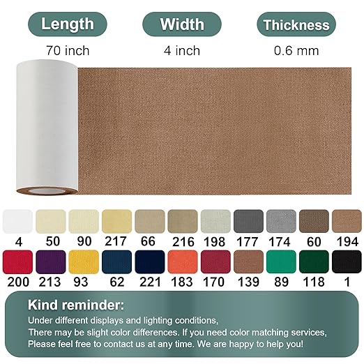 Canvas Repair Tape, 4×63 Inches Light Brown Waterproof Self-Adhesive Patch for Outdoor Gear, Durable and Weatherproof Fabric Tape for Boat Covers,Couch,Tents, Sofas, Sun Shades,Awnings,Lounge Chairs
