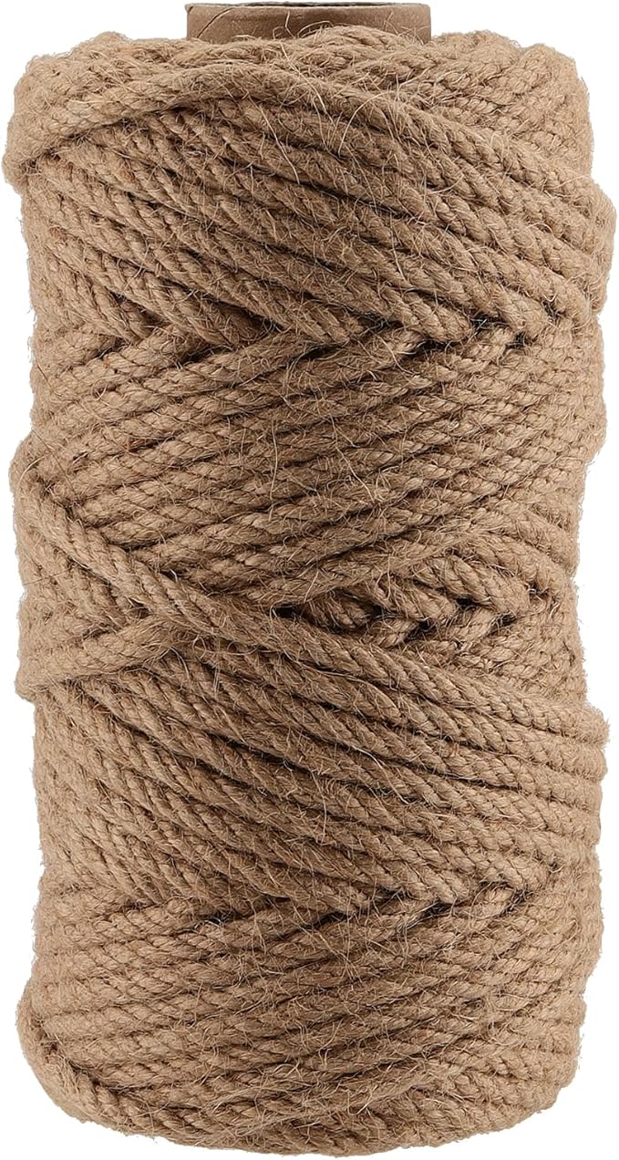 LEXININ 6mm Thick Jute Rope, 328 Feet Twisted Jute Twine, 6mmx100m Hemp Rope String for Crafts