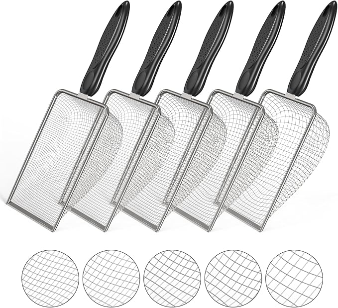 5pcs Soil Sifter Set for Gardening – Includes 2mm/2.8mm/3.8mm/4.3mm/5mm Garden Sifter for Soil, Handheld Compost Sifter for Dirt,Rocks, Heavy-Duty Shovel for Soil, Compost Sifting