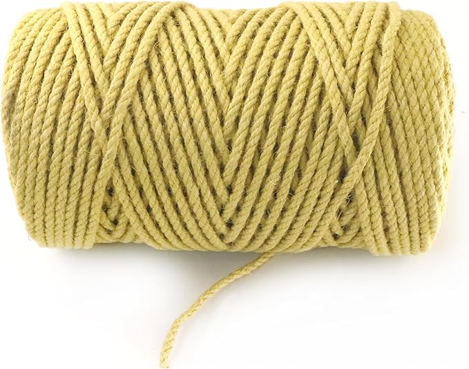 4mm x 300 Feet Yellow Jute Rope, Twine for Gardening Tomato Climbing Plant Tie Floristry Crafts Gift Wrapping Packing Decor