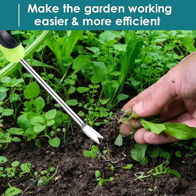 2 PCS Hand Weeder Tool Gardening Weeder Tool Garden Weeding Tool with Ergonomic Handle, Stainless Steel Garden Courtyard Lawn Farmland Transplant Gardening Plant Tool
