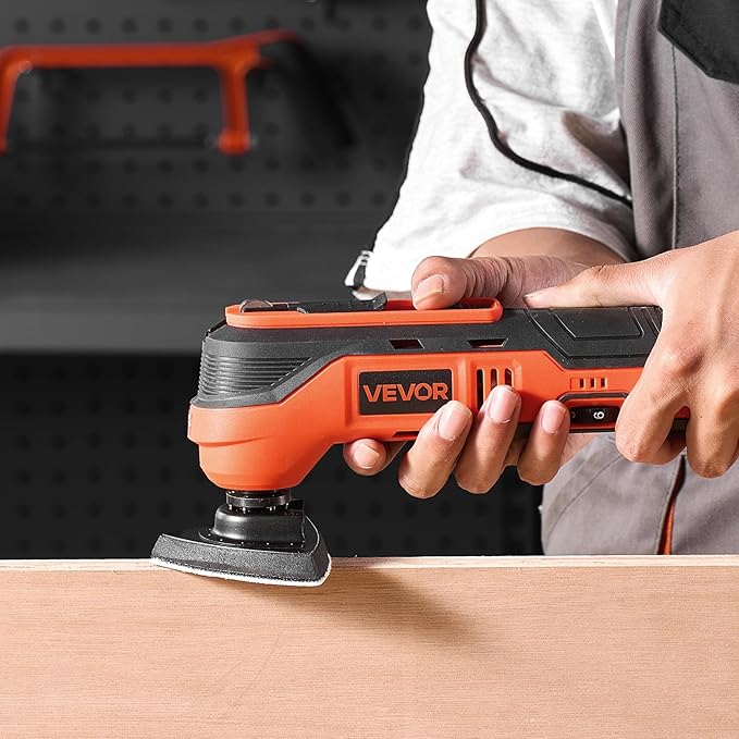 VEVOR Cordless Oscillating Tool, 12V Multitool Oscillating Saw Tool with 6 Variable Speeds 6000-17500 OPM, 3.2° Oscillation Angle, 2.0Ah Battery Pack & Charger, 8PCS Saw Accessories & LED Work Light