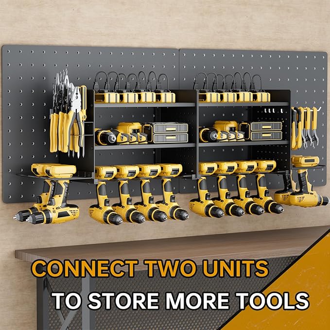 Power Tool Organizer Wall Mount, 3 Layer 8 Drill Holder Tool Shelf Storage Rack for Garage Organization, Birthday Gifts for Him Men Dad Husband Anniversary Fathers Day, Cool Gadget Stocking Stuffer