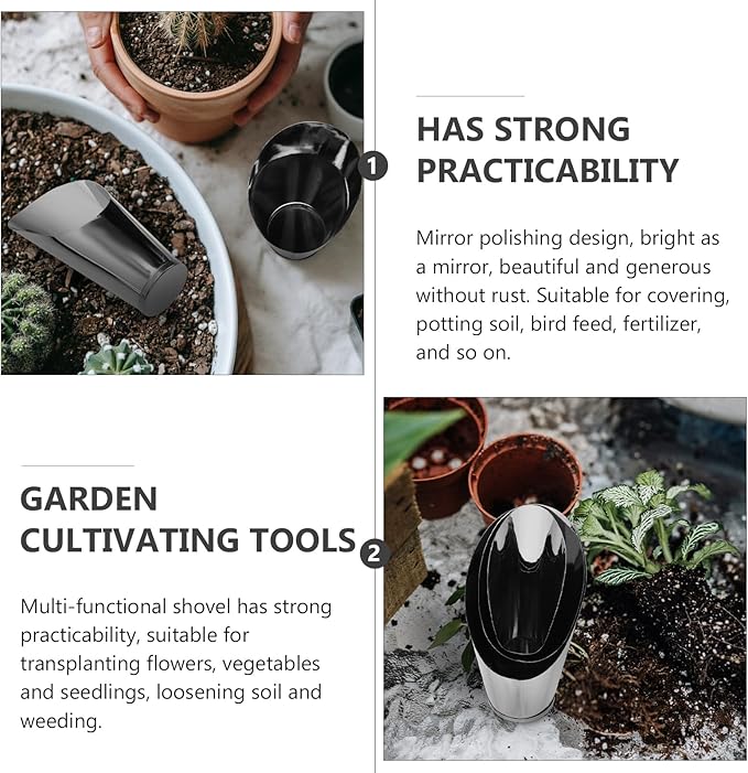 Happyyami 3pcs Bonsai Shovel Stainless Steel Garden Hand Metal Spade Shovel Bucket Spade Potted Planting Potting Cup for Home Gardening Silver