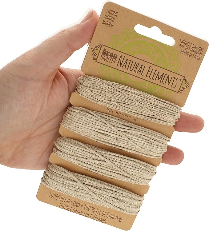The Beadsmith 100% Hemp Cord – Neutral Colors – 4 Assorted Weights & Lengths – Twine for Jewelry Making, Macrame, Paper Crafts, Gardening, Scrapbooking, Home Décor, DIY String Art & More