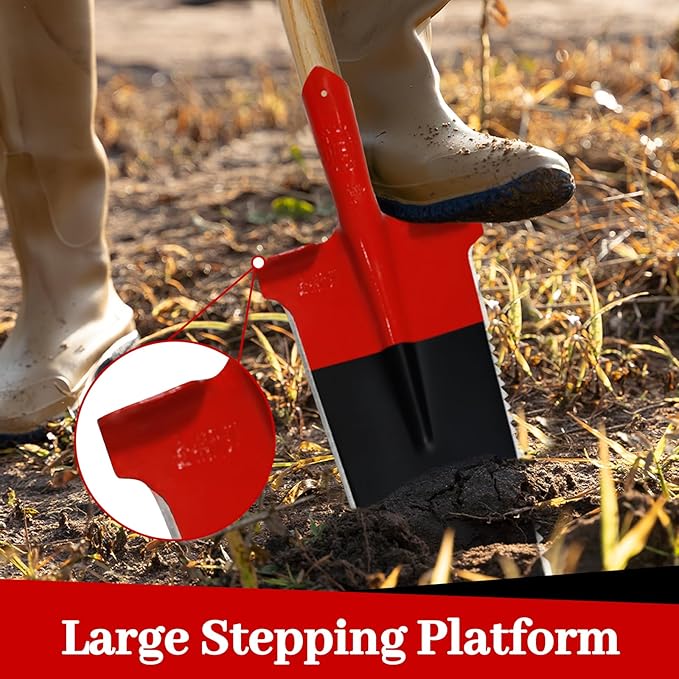 Slayer of Grass 47.2" Steel Square Garden Spade, Flat Shovel for Digging, Planting & Edging, Heavy Duty Trenching Shovel with Serrated Edges