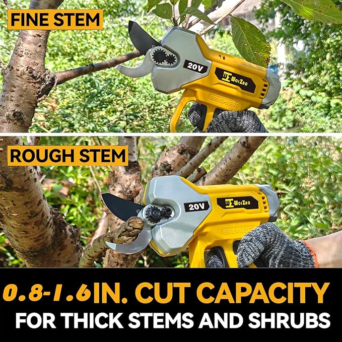 Electric Pruning Shears Cordless Compatible with De-Walt 20v Battery,0.8-1.6 Inch Brushless tree trimmer,Garden Pruners Tool with LCD Display & SK5 Blades(Tool Only,No Battery)001
