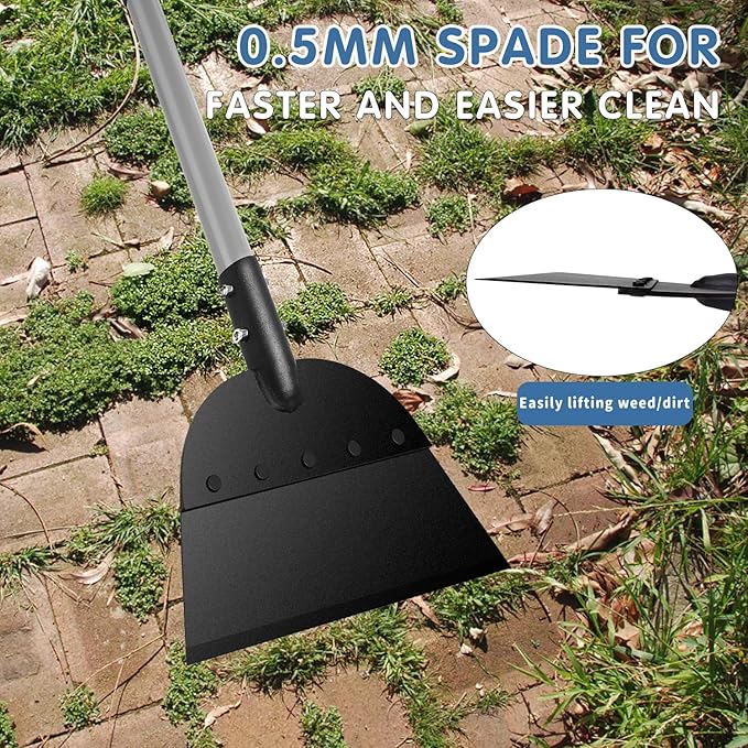 REAPALOT Multifunctional Garden Cleaning Shovel, 53.5inch Heavy Duty Flat Shovel, Stainless Steel Long Handle Lawn Edging Scraper, Outdoor Floor Scraper for Weeding and Snow Ice Removal - Grey