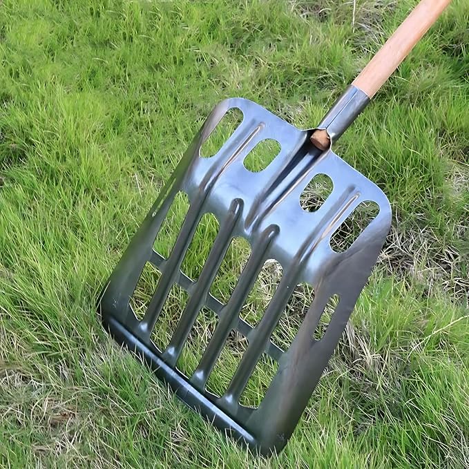 Gardening Grain Shovel, Manganese Steel Farm Sieve Shovel, Spade Collect Corn Cob with Mesh for Gardening Farm Tools