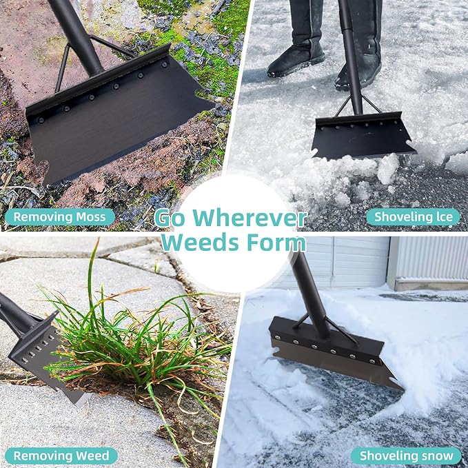 Garden Cleaning Shovel 59 Inch with Adjustable Handle, Multifunctional Cleaning Shovel Garden Tool Floor Scraper Outdoor Spade for Scraping, Weeding, Lawn Edging