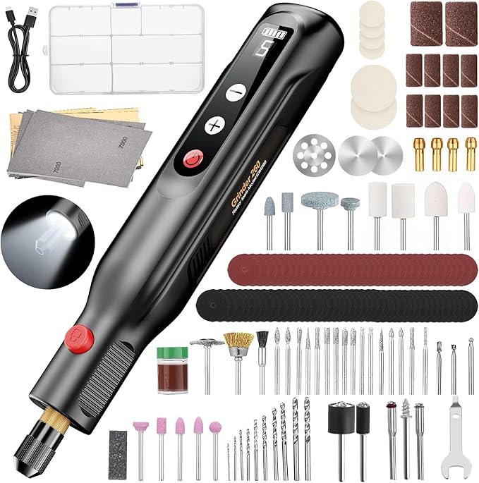 Mini Cordless Rotary Tool Kit, 5-Speed 4.2V USB Rechargeable Engraving & Sanding Tool with 105 Accessories, Compact Rotary Tool for Resin Craft, Polishing, Drilling, DIY Projects
