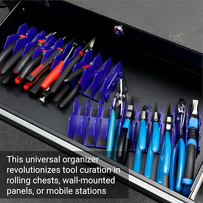 Cenfoge Plier Organizer, Plier Rack, Plier Holder and Cutter Organizer with Non-Slip Rubber Base, PlierOrganizer for Tool Box Drawer, 40 Slots, Tool Storage, Plier Rack (4 PC-Blue)