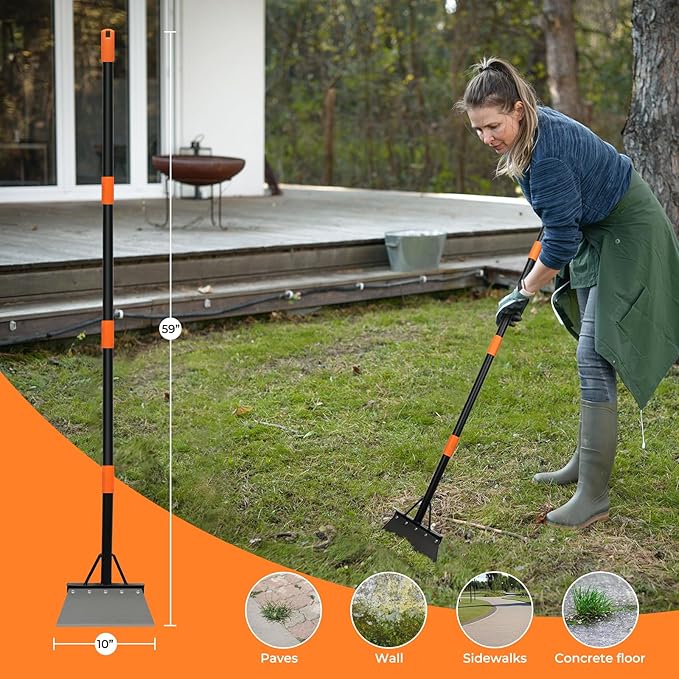 Garden Flat Shovel,Heavy Duty Weeding Tools Gardening,60" Long Handle Metal Floor Scraper,Multifunctional Cleaning Shovel for Lawn Edging, Scraping, Weed and Ice Removal