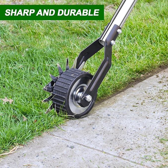 Wheel Rotary Edger Lawn Tool, Sidewalk 66.7Inch Manual Lawn Edger, Grass Edge Trimmer, Adjustable Stainless Steel Handle with Cushion Grip,Soil, Garden and Yard Tool