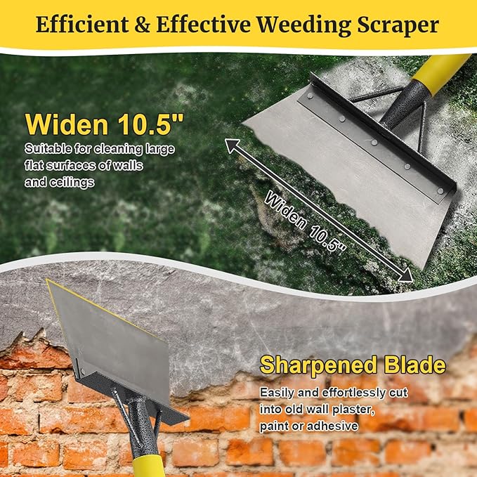 Garden Shovel: Heavy Duty Floor Scraper with Metal Sharp Blade, Multifunctional 60in Long Handle Flat Shovels for Edging Weeding Landscaping Lawn Tool