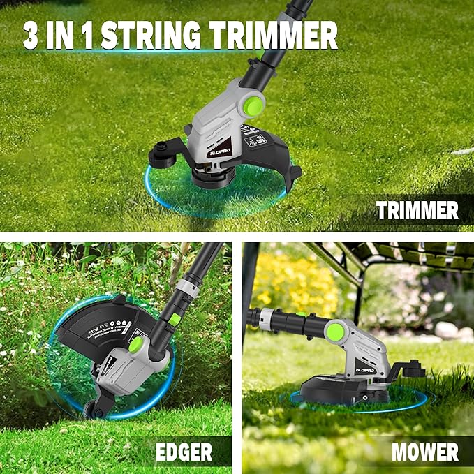 Weed Wacker Cordless 21V 12'' Electric Weed Eater Battery Powered String Trimmer, Auto Line Feed GrassTrimmer Battery and Fast Charger with for Yard, Garden (AD-ST-001)