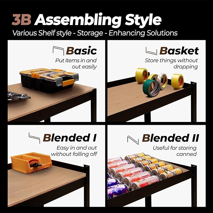 HOMEDANT House 48" Wide Boltless Heavy Duty Garage Storage Shelving Adjustable 5-Tier Metal Shelves Laminated Organization Shelf Industrial Utility Rack for Pantry Warehouse Office Store 1Pack