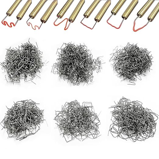 3000PCS Hot Staple Plastic Welder Staples Kit,6 Types Automotive Plastic Repair Welding Staples for All Cars Furniture Toy Maintenance, 0.6 0.8 mm Auto Bumper Repair Welding Rod