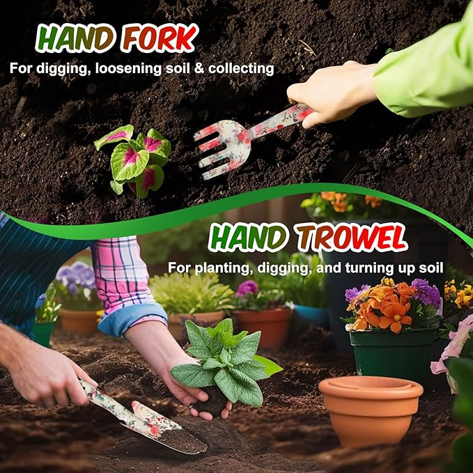 Christmas Stocking Stuffers White Elephant Gifts for Women Adults, Futricy 40th 50th 60th 70th Birthday Gardening Gifts for Mom Grandma Gardener Wife, Garden Tools with Hand Fork Trowel Gloves Apron
