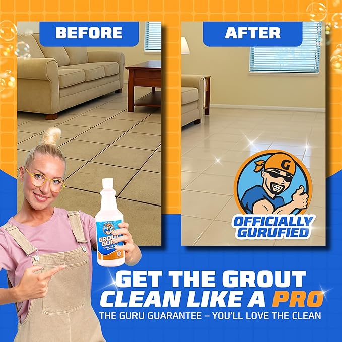 Grout Cleaner for Tile Floors 1 Quart Made in USA - Heavy Duty Tile Cleaner Ceramic Floor for Deep Cleaning Restore Easy to Use Bathroom Shower Kitchen Outdoor Porcelain