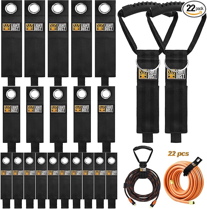 22PCS Heavy Duty Storage Straps Garage Organization Tool Organizers and Storage Fastening Straps Cord Wrap Keeper, Cable Straps for Cords, Hoses, Rope, RV, Boat, and Garage Storage and Organization