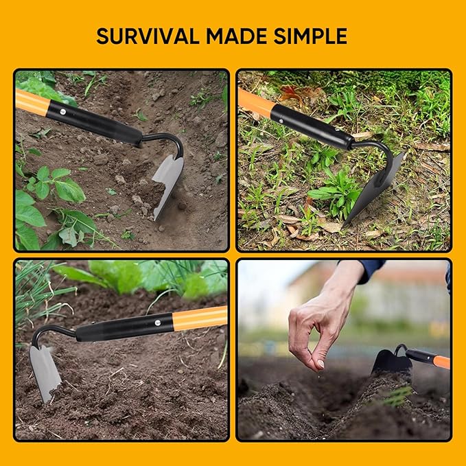 Garden Hoe Tool .for Weeding with Long Fiberglass Handle 57 Inches,Heavy Duty Hoe Garden Tool,