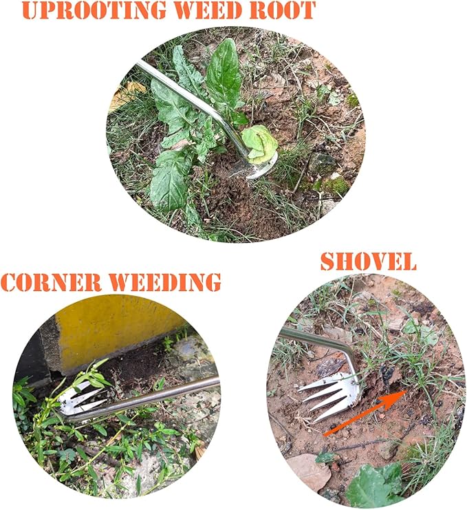 Weed Puller Tool and Garden Shovel, Fecsam Weeder, Sturdy Manual Hand Trowel Spade - Comfortable Handle for Gardening Yard Grass Dandelion Root Pulling, Digging