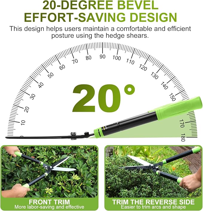 23-30" Telescoping Hedge Clippers, Extendable Garden Shears for Trimming Hedges, Shrubs & Bushes, Manual Hedge Shears with Adjustable Blade Tension for Yard Landscaping