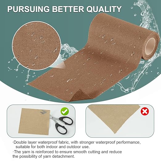Canvas Repair Tape, 4×63 Inches Light Brown Waterproof Self-Adhesive Patch for Outdoor Gear, Durable and Weatherproof Fabric Tape for Boat Covers,Couch,Tents, Sofas, Sun Shades,Awnings,Lounge Chairs