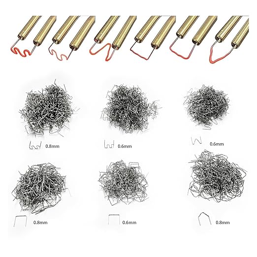 3000PCS Hot Staple Plastic Welder Staples Kit,6 Types Automotive Plastic Repair Welding Staples for All Cars Furniture Toy Maintenance, 0.6 0.8 mm Auto Bumper Repair Welding Rod