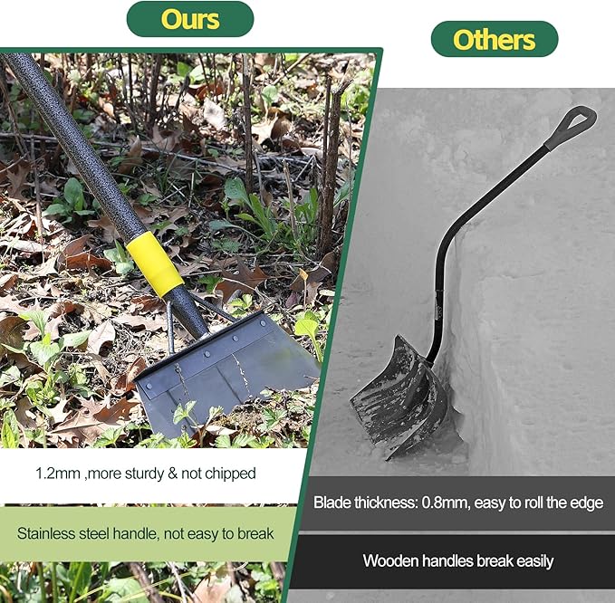 Garden Cleaning Shovel, 76" Adjustable Floor Scraper Long Handle Heavy Duty Tool, Multifunctional Flat Shovel Gardening Tools for Digging, Weeding,Scraping, Ice Remove...