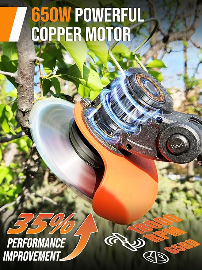 Electric Weed Wacker, 3 in 1 Weed Eater Battery Powered, Grass Trimmer Cordless with 2x21V Batteries & Charger, Lightweight Lawn Trimmer/Edger/Brush Cutter for Yard Garden