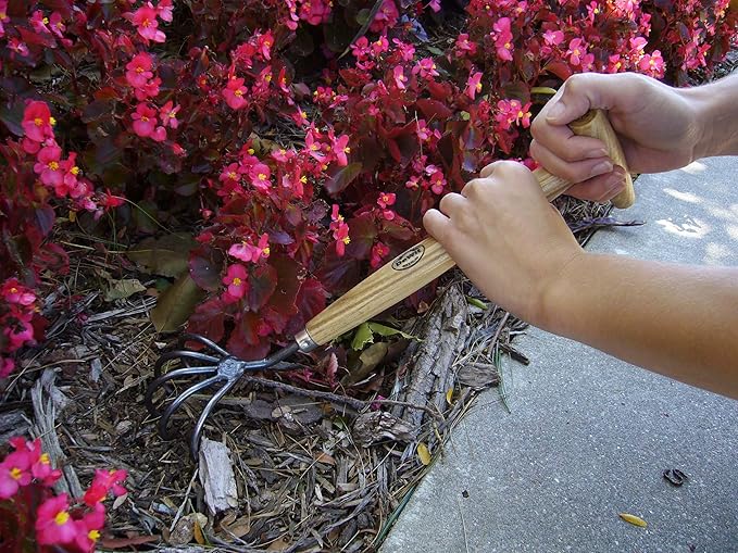 DeWit 5-Tine Cultivator with P-Grip Handle, Works as Garden Hoe and Tiller