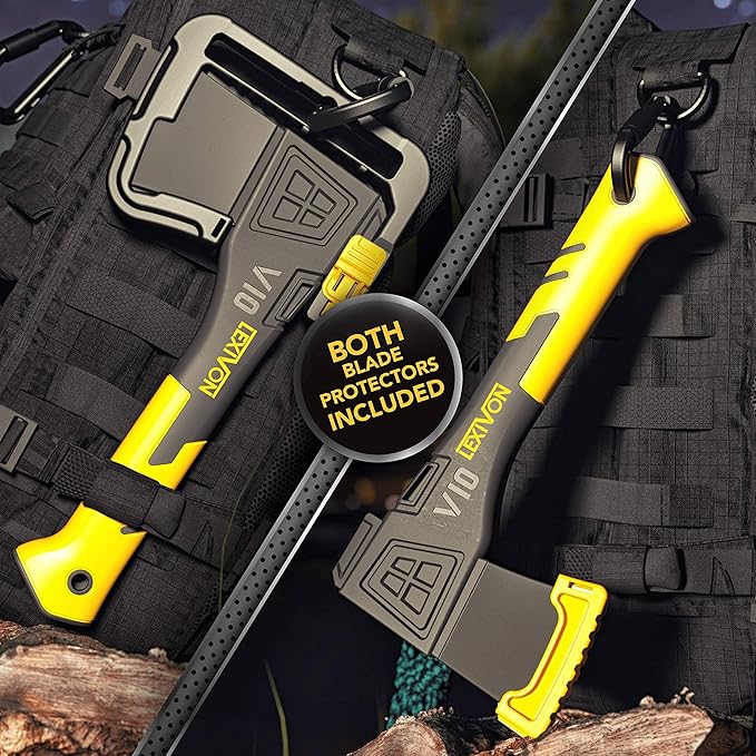 LEXIVON V10 Camping Hatchet, 10-Inch Axe | Ergonomic TPR Grip, Lightweight Fiber-Glass Composite Handle | Protective Carrying Sheath Included (LX-V10)
